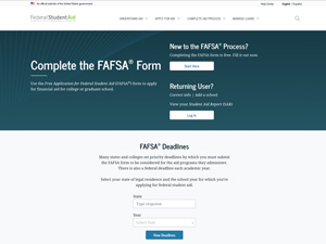 Screenshot of FAFSA.gov website