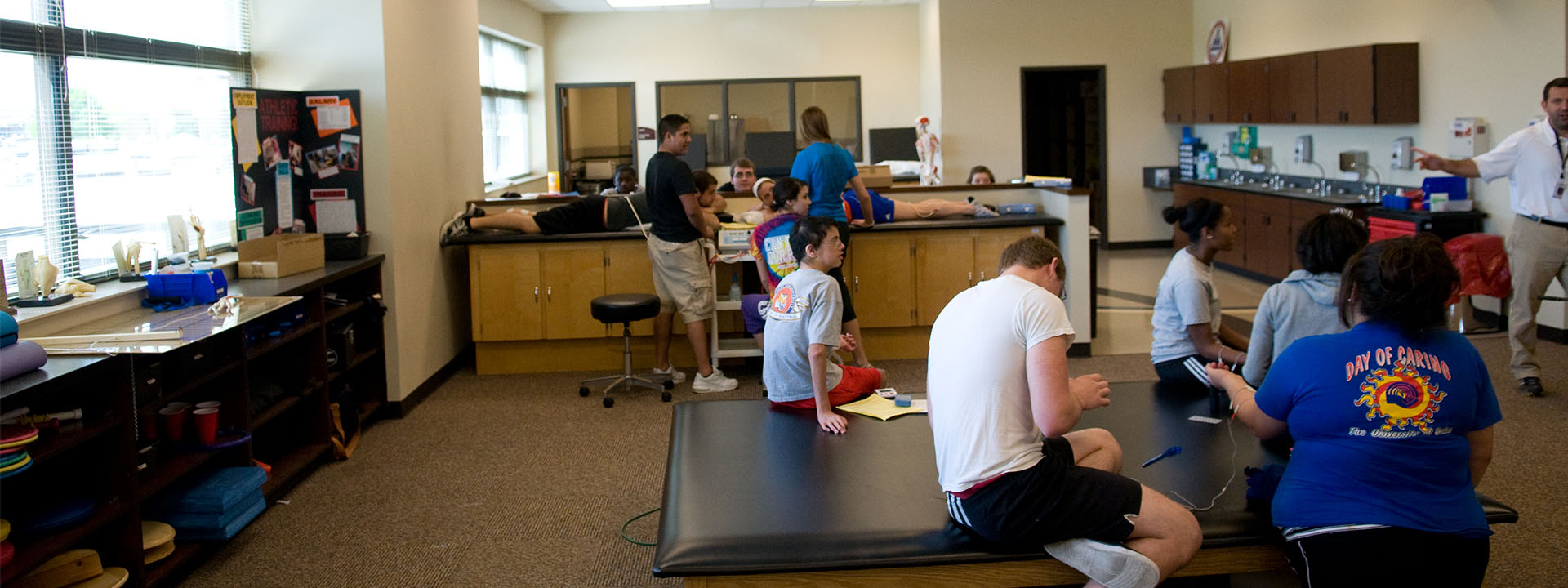 Students in a physical therapy setting