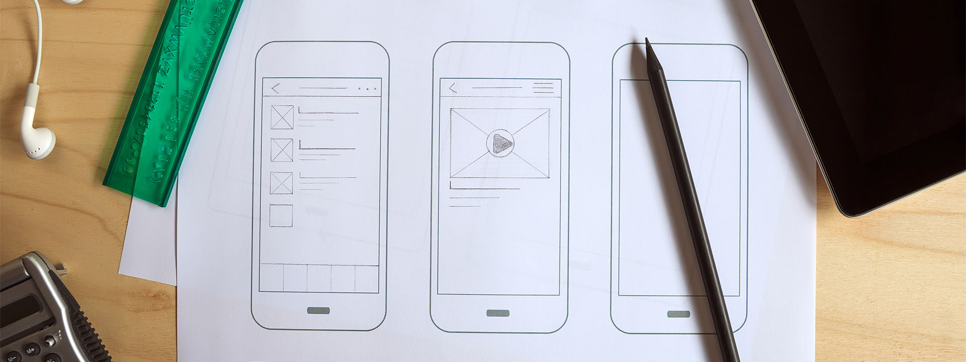 A wireframe of a mobile app